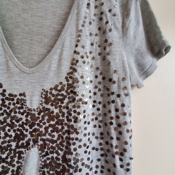 Tory Burch Heather Grey Tee short with embleshment XS super soft handfeel - Picture 5 of 8